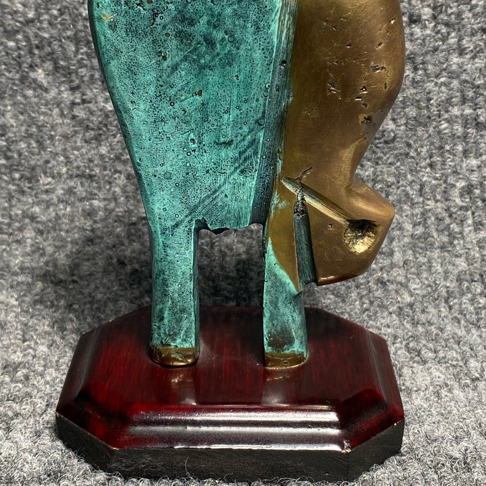 Abstract Bronze and Teal Sculpture